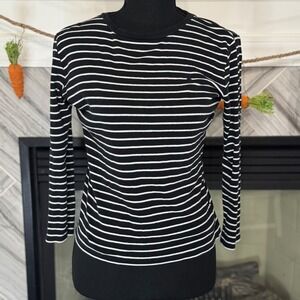 Ralph Lauren Spot Striped Long Sleeve Tee Shirt Top Classic Size M